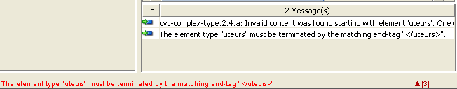 xml errors table
