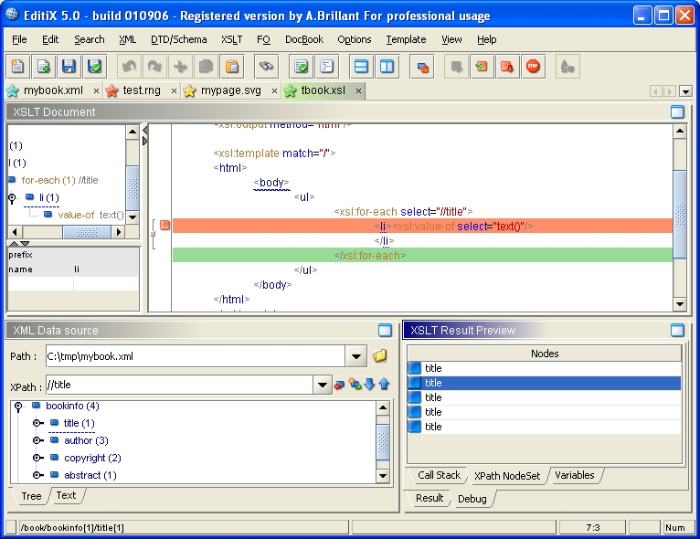 Screenshot of EditiX (for Linux/Unix) 3.0