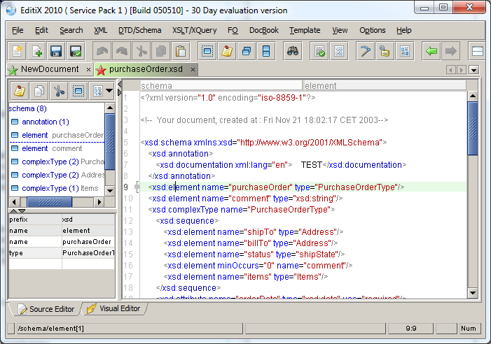 editix xml editor user interface