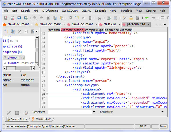 editix xml editor 2015 - XSD Schema