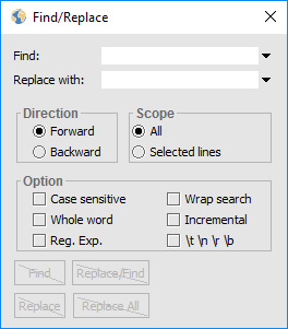 EditiX Search/Replace dialog