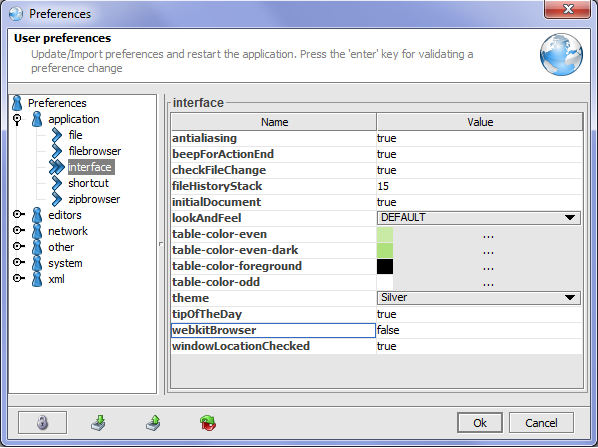 webkit preference for editix xml editor