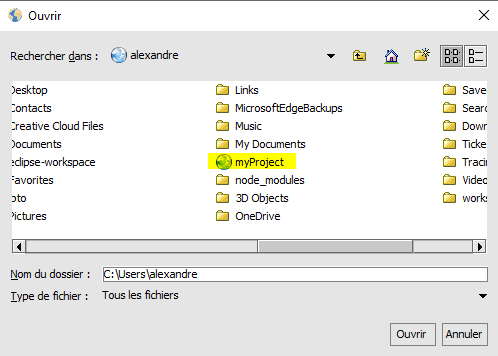 opening a project inside editix xml editor