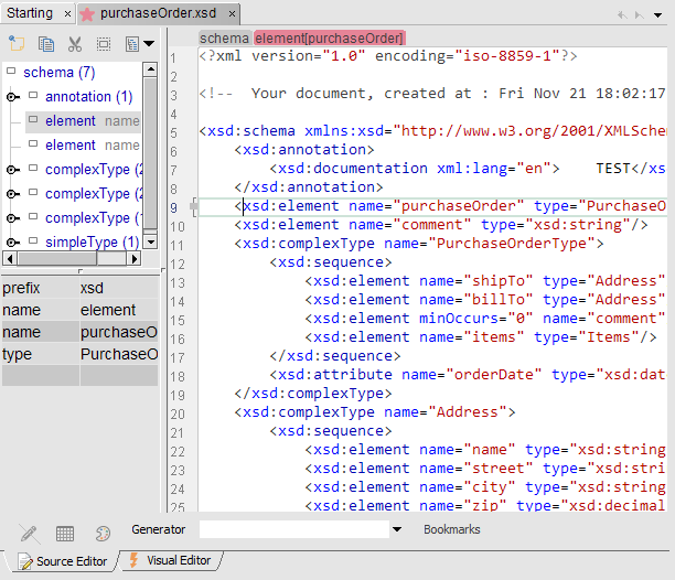 editix visual schema editor