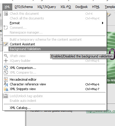 
editix background validation