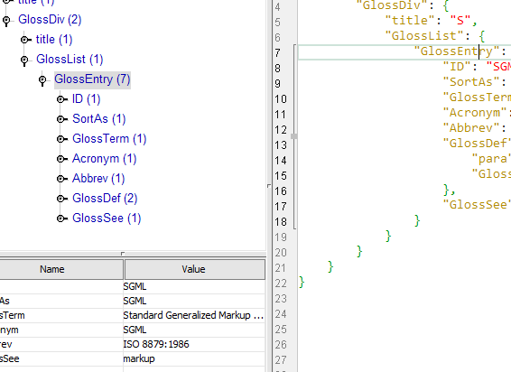 editing JSON file with EditiX